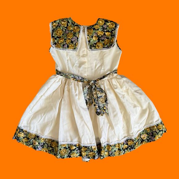 90's vintage lot of 4 floral rosette dresses Girl's Size 5/6 cottage coquette - Picture 9 of 12